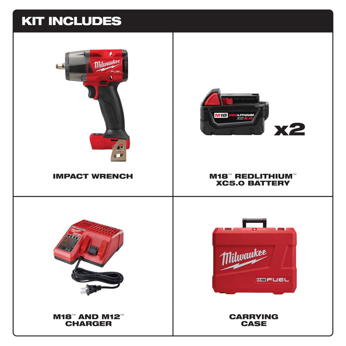 Milwaukee 2960-22  -  M18 FUEL™ 3/8 Mid-Torque Impact Wrench w/ Friction Ring Kit