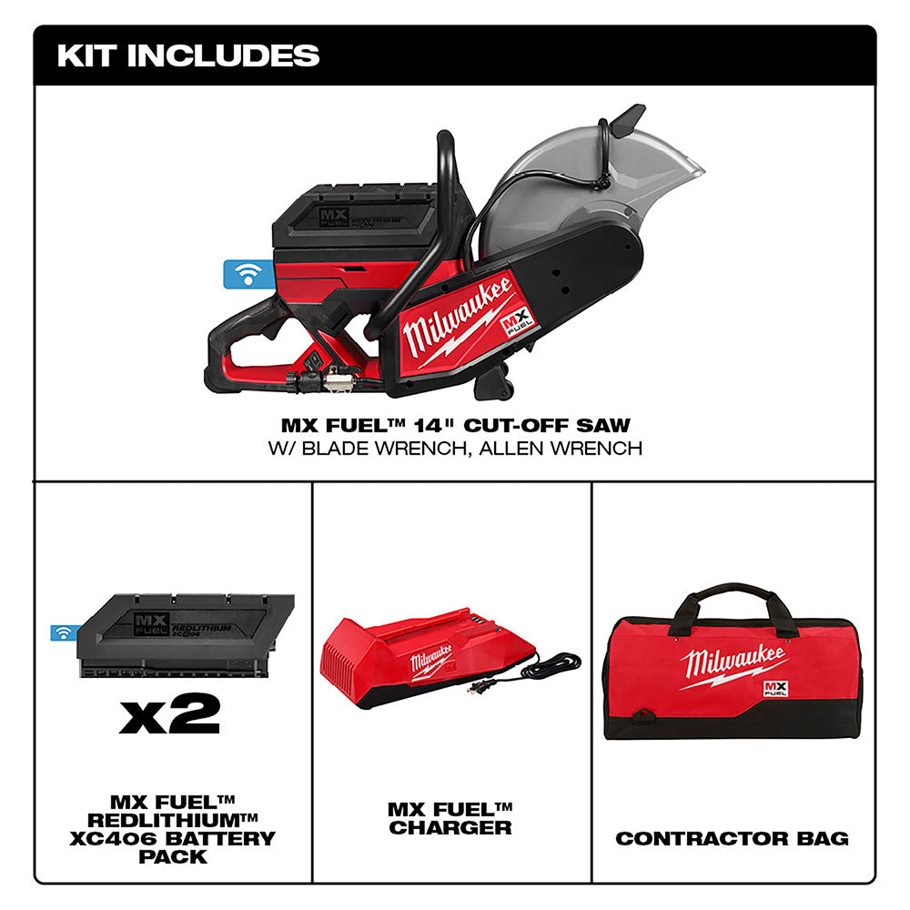 Milwaukee MXF314-2XC MX FUEL Cordless Brushless 14" Cut-Off Saw Kit with 2x XC406 Batteries & MX FUEL Charger