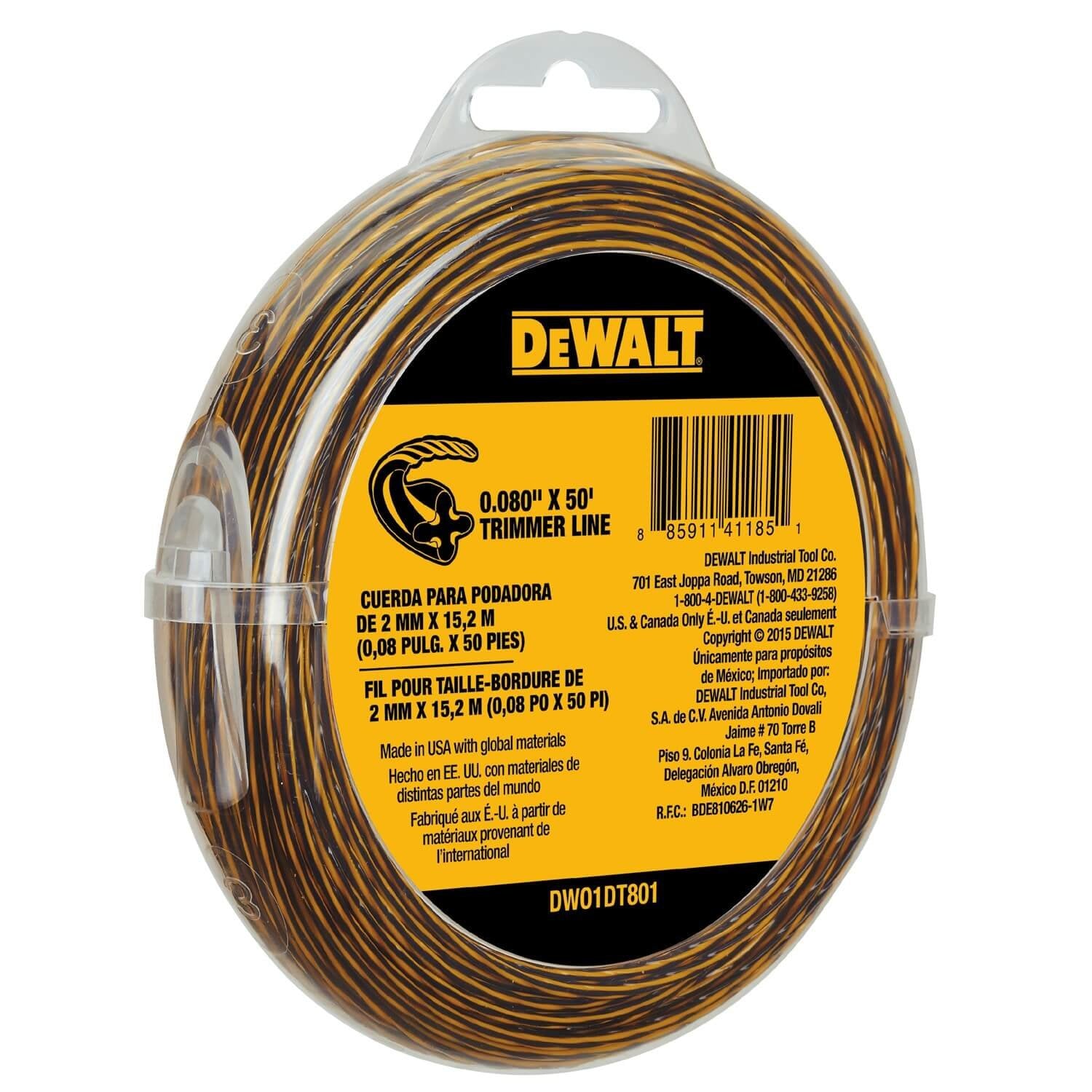 DEWALT DWO1DT801 String Trimmer Line, 50-Feet by 0.080-Inch