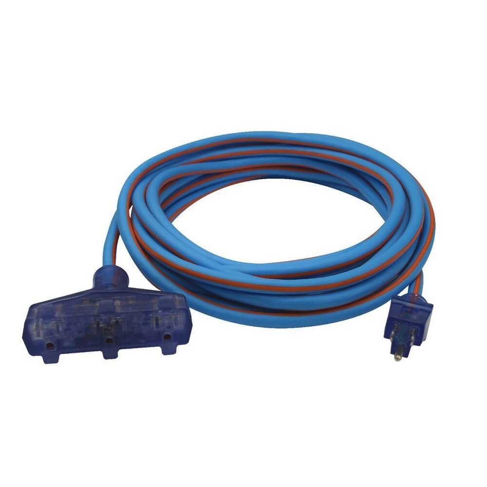 Prime LT630825 Ultra Heavy Duty 25-FT Triple Tap Artic Blue All-Weather Ext Cord