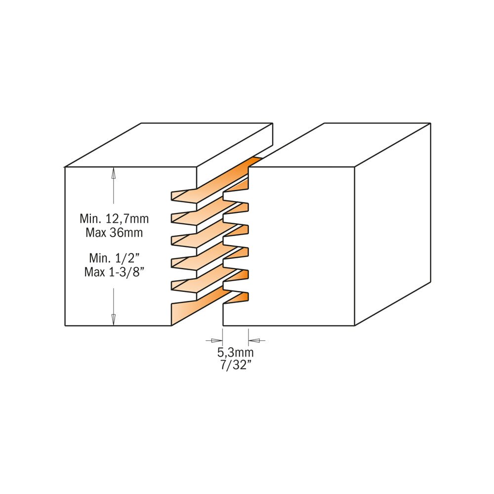 CMT 800.606.11 MÈCHE À JOINTS DOIGTS PROFESSIONNELLE, TIGE 1/2 POUCE, DIAMÈTRE 1-7/8 POUCE