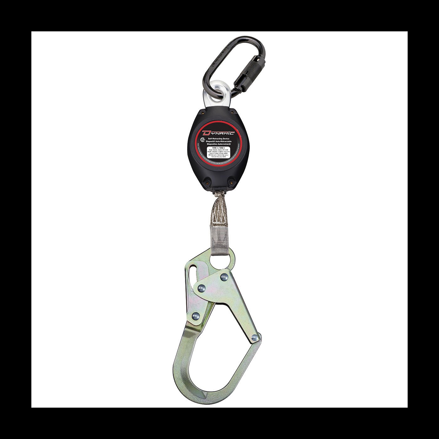 Dynamic Safety FP1102WA - 7' Self-Retracting Lanyard - Medium Hook