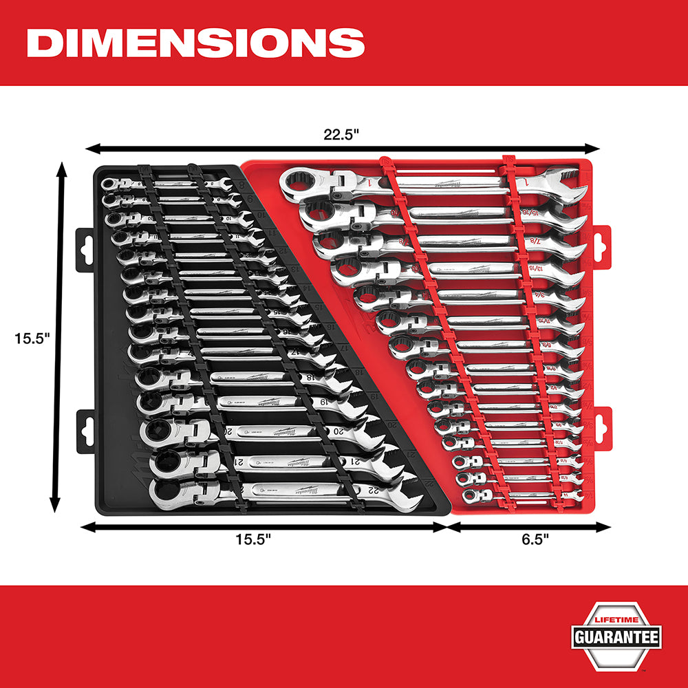 Milwaukee 48-22-9413 -  15pc SAE Flex Head Ratcheting Combination Wrench Set