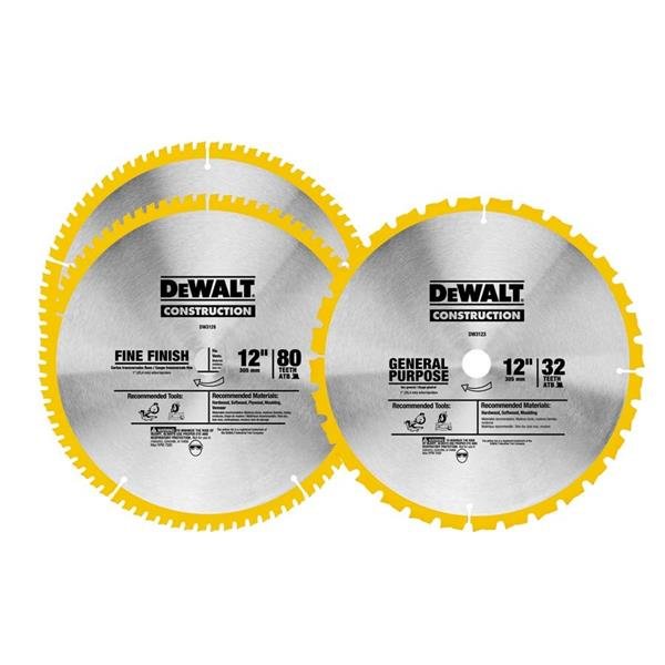 DeWalt DW3128P5B3 – 12 Zoll 32T &amp; 80T Sägeblatt-Kombipaket 