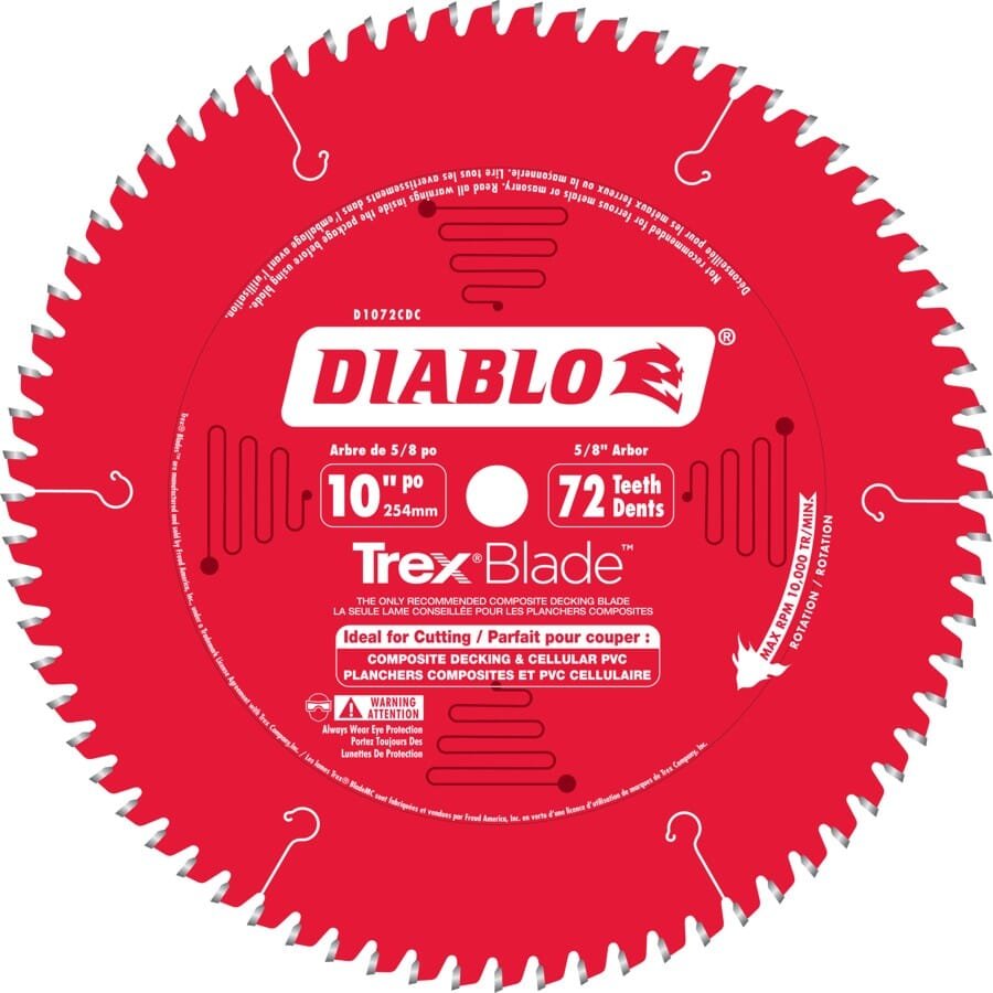 Diablo D1072CDC-  10" x 72T Trex Composite Decking Blade