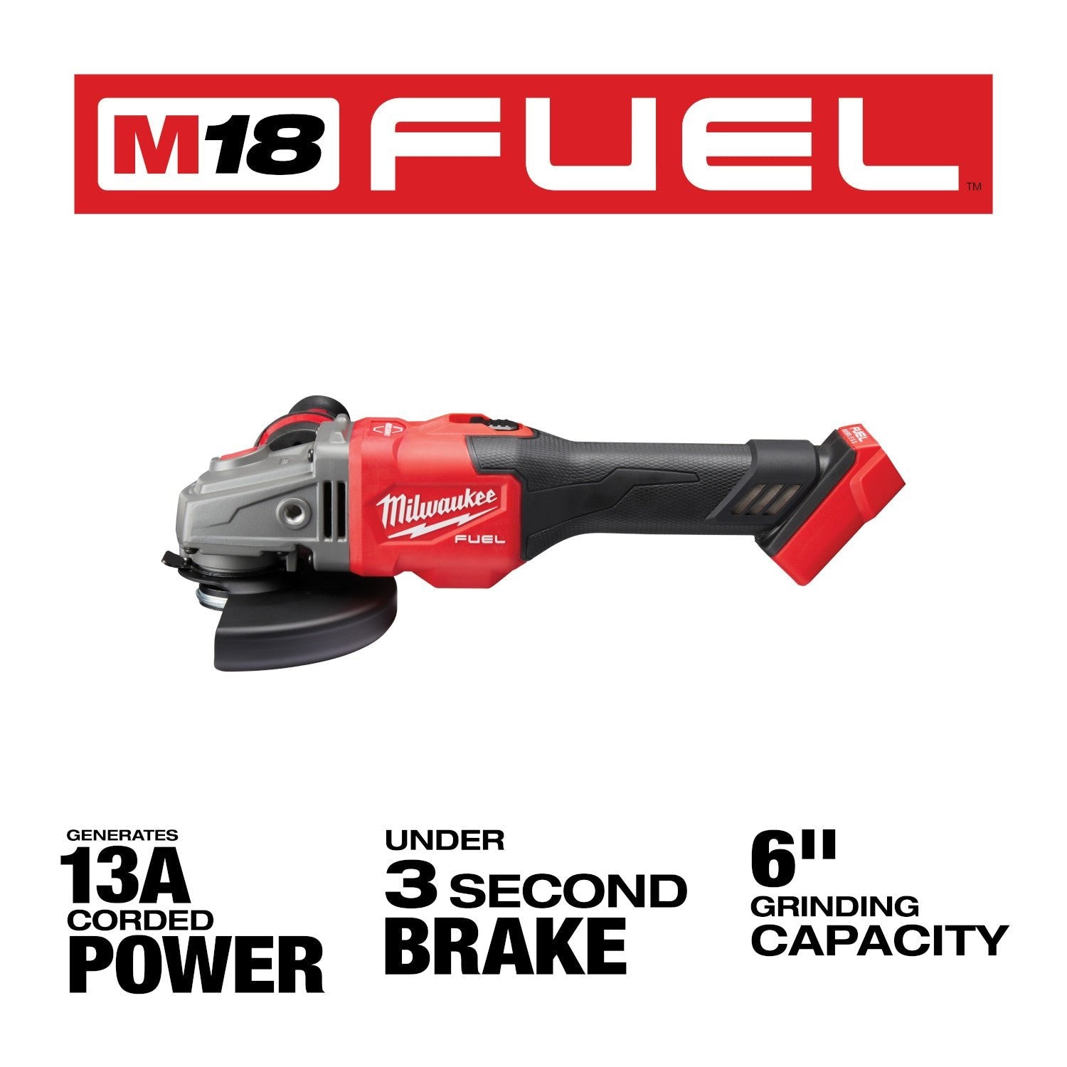 Milwaukee 2981-20 - M18 FUEL™ 4-1/2” - 6” Braking Grinder Kit, Slide Switch, Lock-On