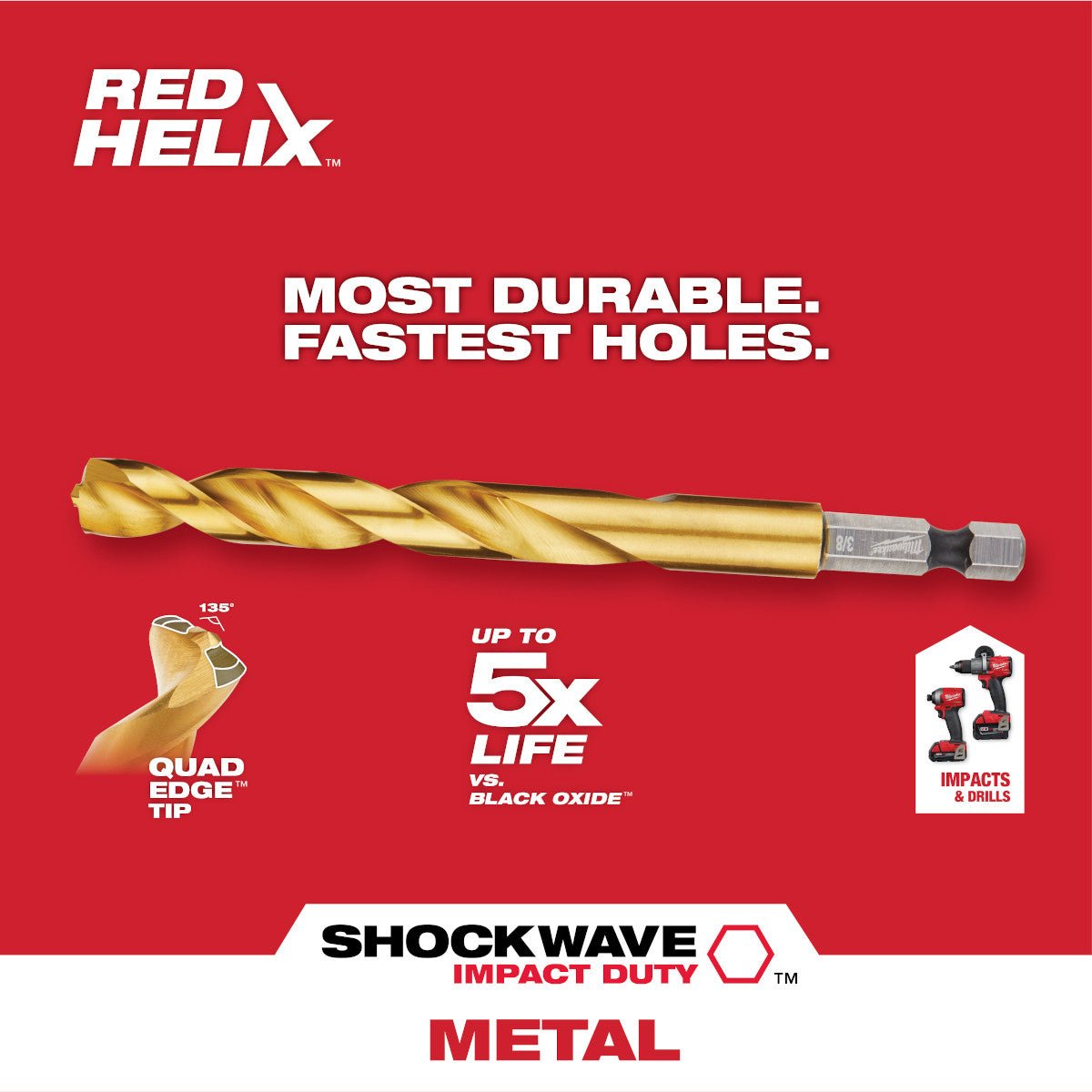 Milwaukee SHOCKWAVE™ RED HELIX™ Titanium Drill Bits