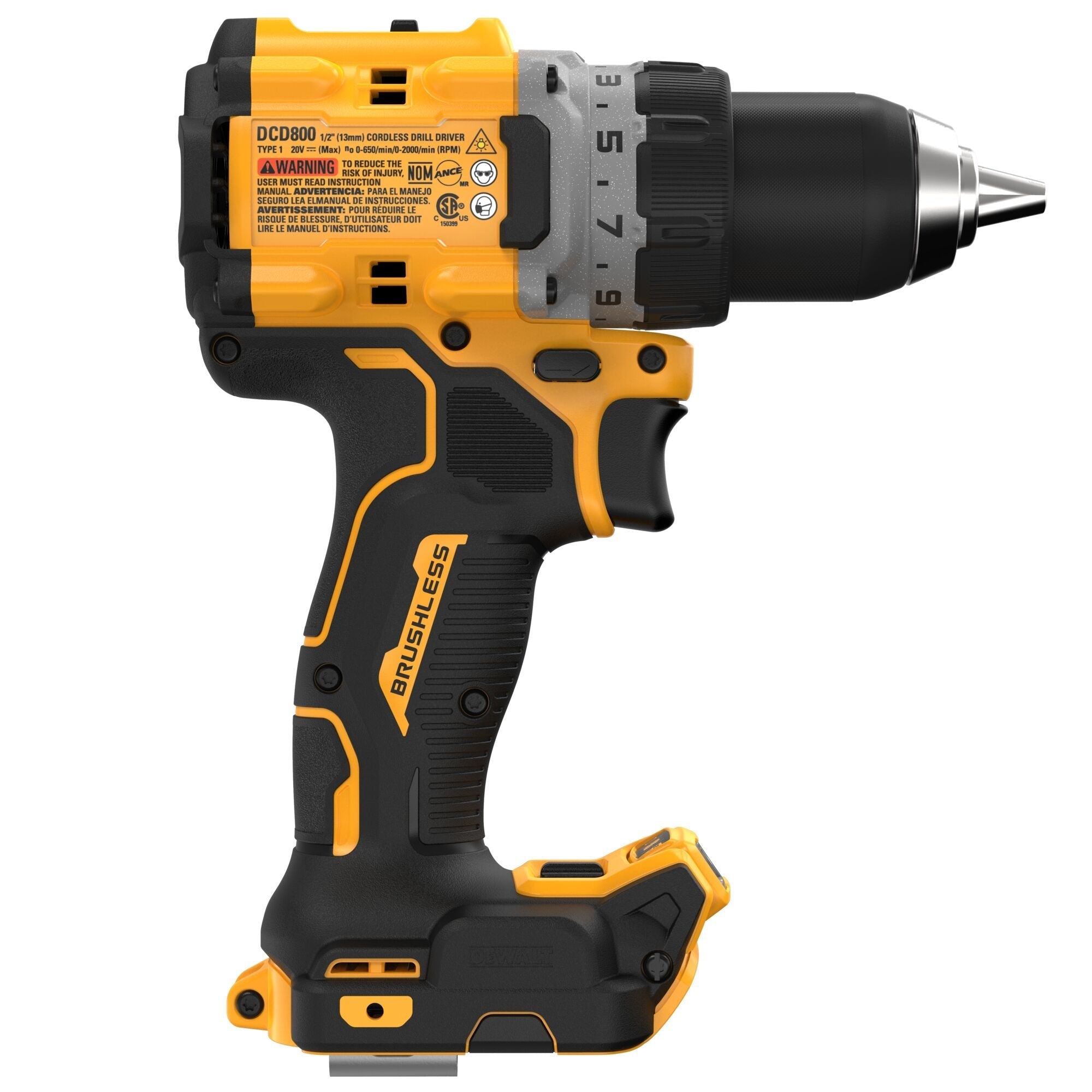 DEWALT DCD800B 20V MAX* XR® bürstenloser Akku-Bohrschrauber 1/2 Zoll (nur Werkzeug)