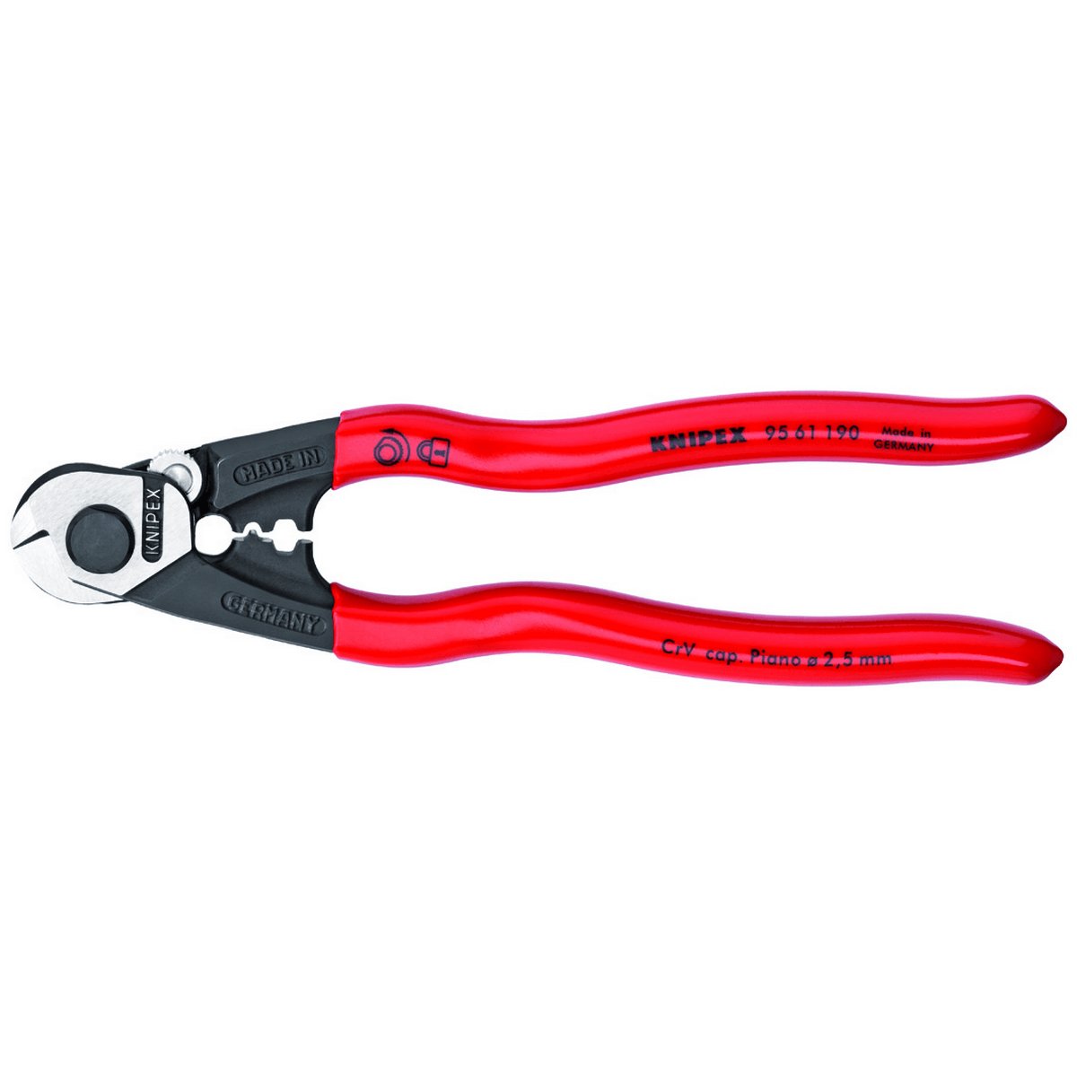 Knipex 9561190 - 7-1/2" Cable Cutters with 2 Crimping Dies