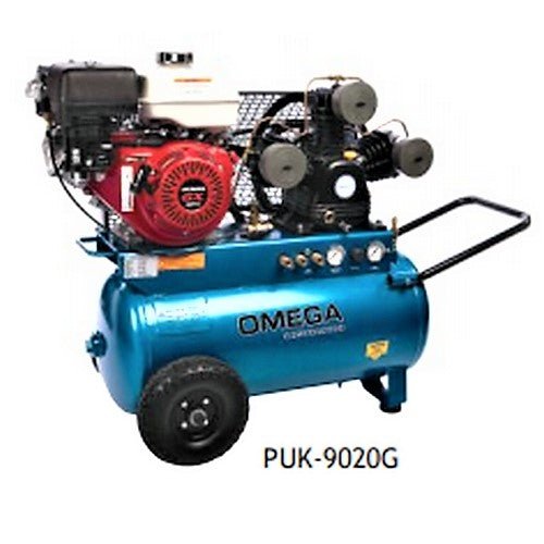 Omega PUK-9020G - Compresseur à gaz portable Honda de 20 gallons et 9 CV, 20,5 pi³/min