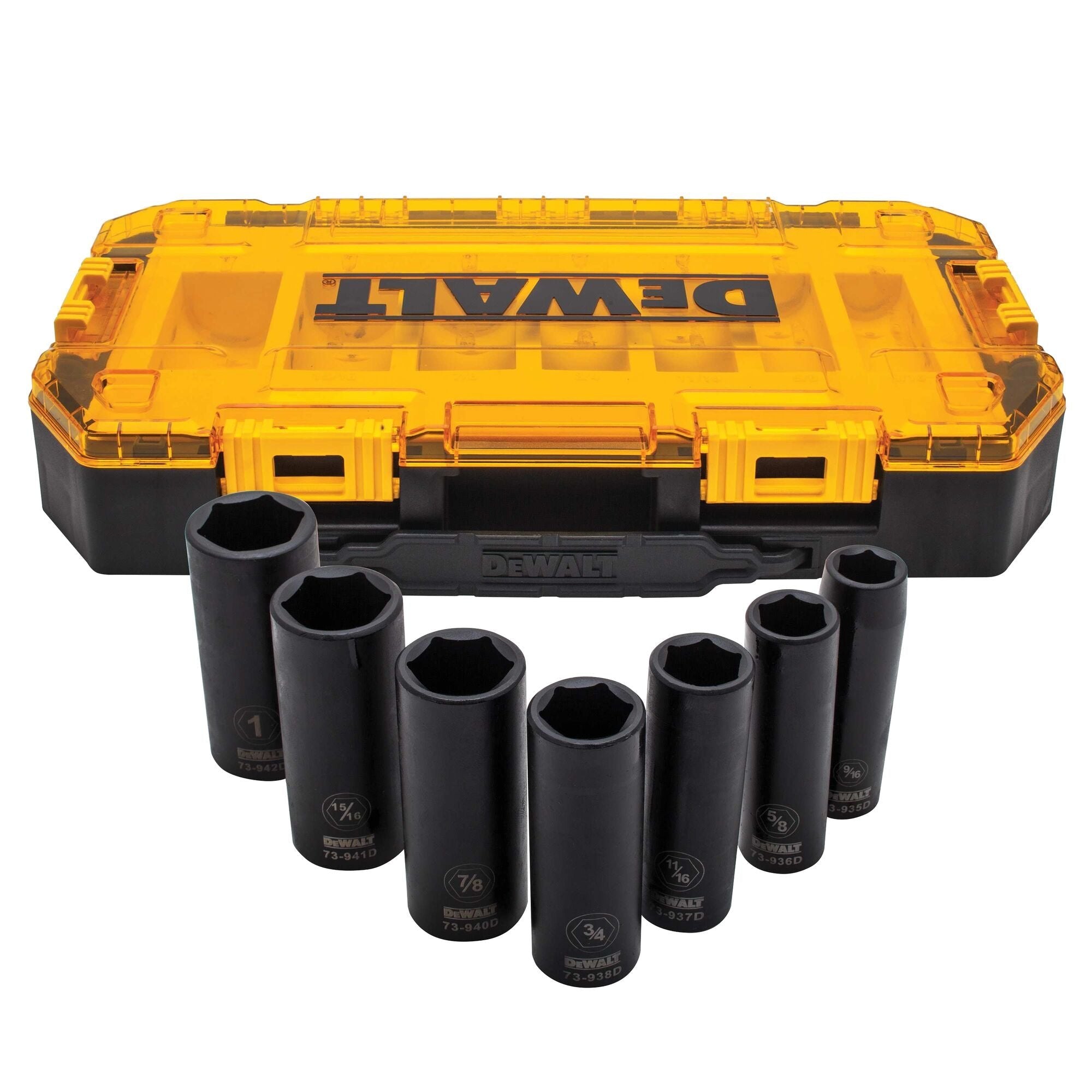 DEWALT DWMT74736-Deep Impact Socket Set, 7-Piece, 1/2" Drive SAE