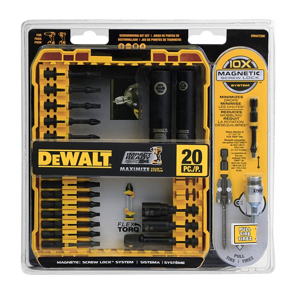 DEWALT DWA2T20C-Flextorq Impact Ready Screwdriving Bit Sets With Toughcase+ System