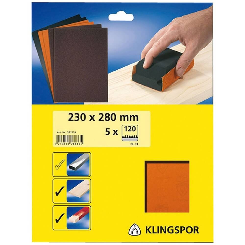 9' x 11" Schleifblätter, Körnung 40, 5er-Pack