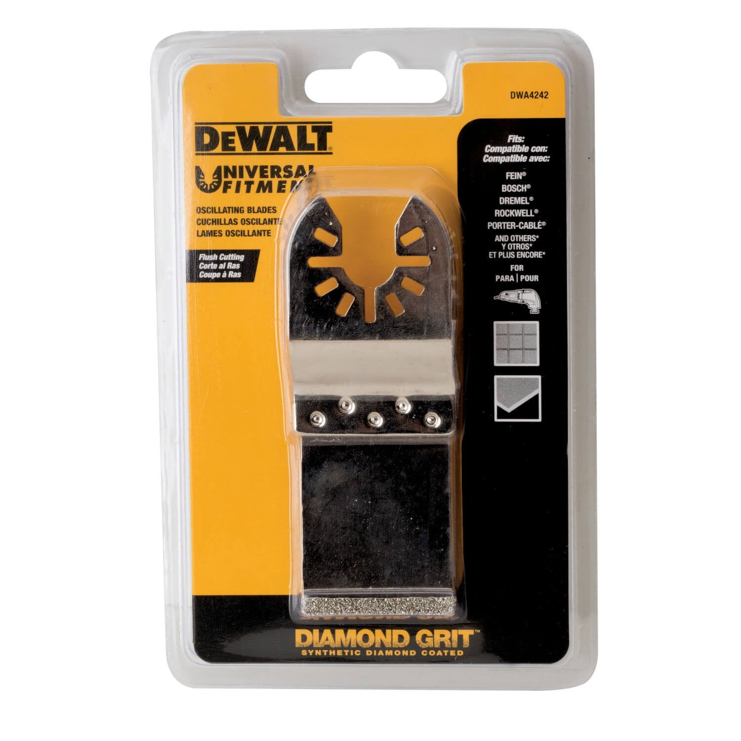 Lame oscillante DEWALT DWA4242, grain diamanté, coupe à ras