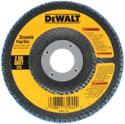 DEWALT DW8308 60 Grit Zirconia Angle Grinder Flap Disc, 4-1/2-Inches x 7/8-Inches
