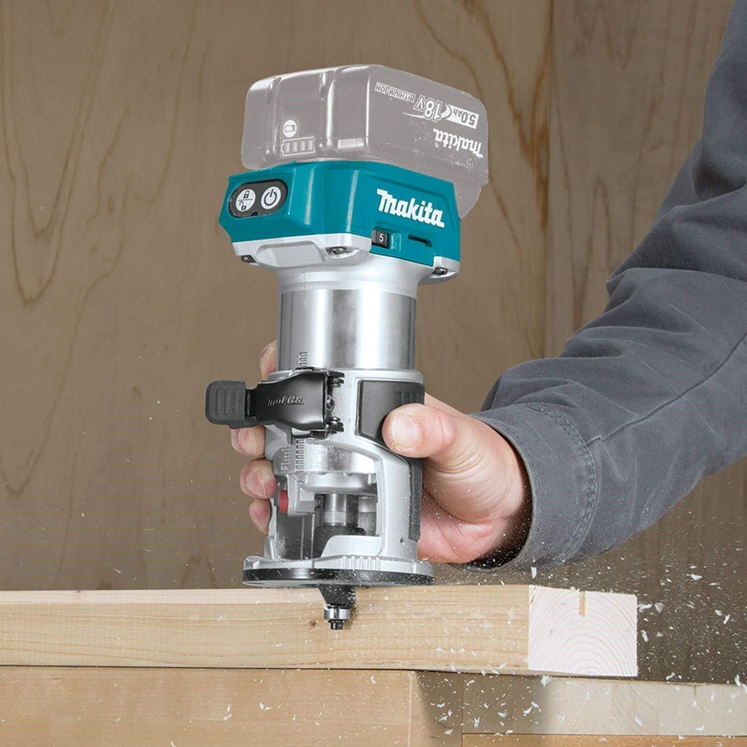 Défonceuse sans balais Makita DRT50ZX4 18 V LXT (outil seul) avec aspiration de poussière