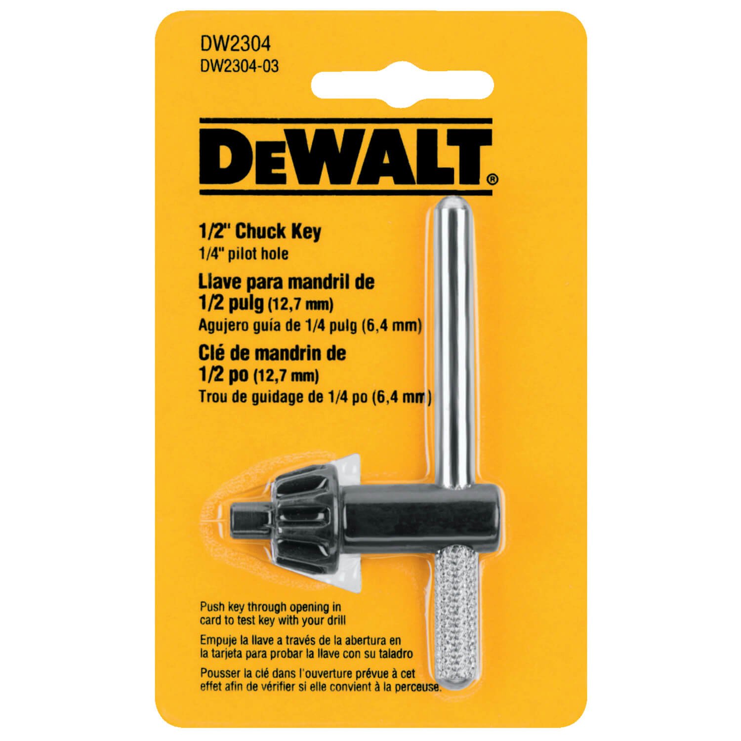 DEWALT DW2304-1/2-Zoll-Bohrfutterschlüssel mit 1/4-Zoll-Führung