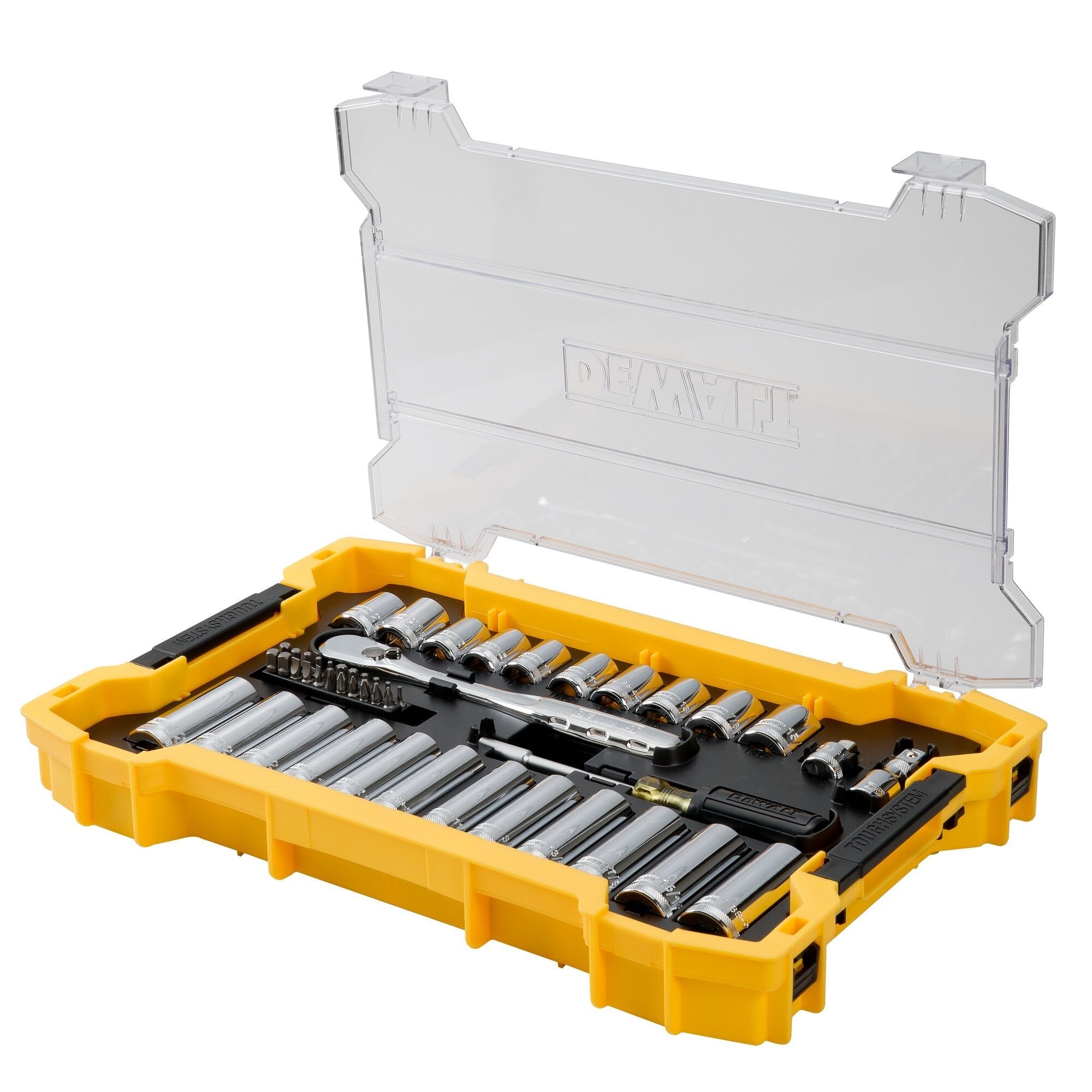 Dewalt  DWMT45403 3/8 in and 1/2 in Mechanic Tool Set With ToughSystem® 2.0 Tray and Lid (85 pc)