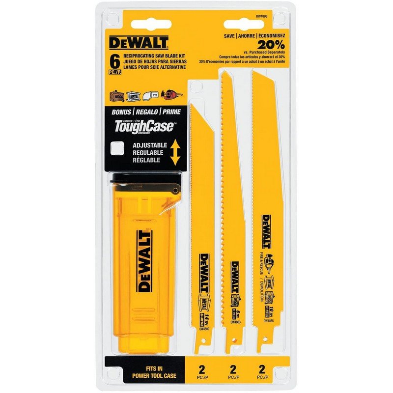 Lames de scie alternative DEWALT DW4896, bimétalliques, jeu de 6 pièces