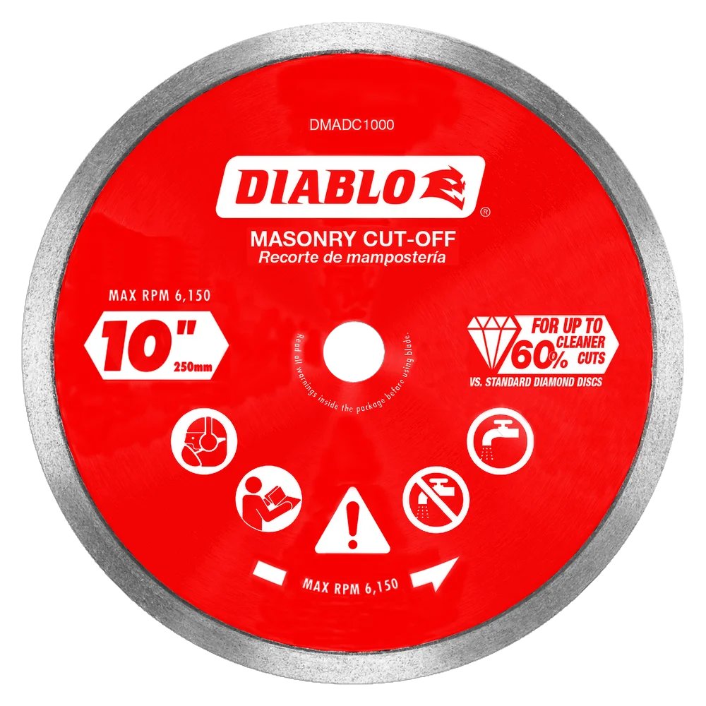 Diablo DMADC1000- 10 in. Diamond Continuous Rim Cut-Off Discs for Masonry