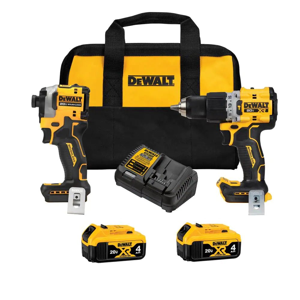DEWALT DCK2050M2 - 20-Volt MAX XR Hammer Drill and ATOMIC Impact Driver Combo Kit (2-Tool) with Two 4 Ah Batteries, Charger and Bag