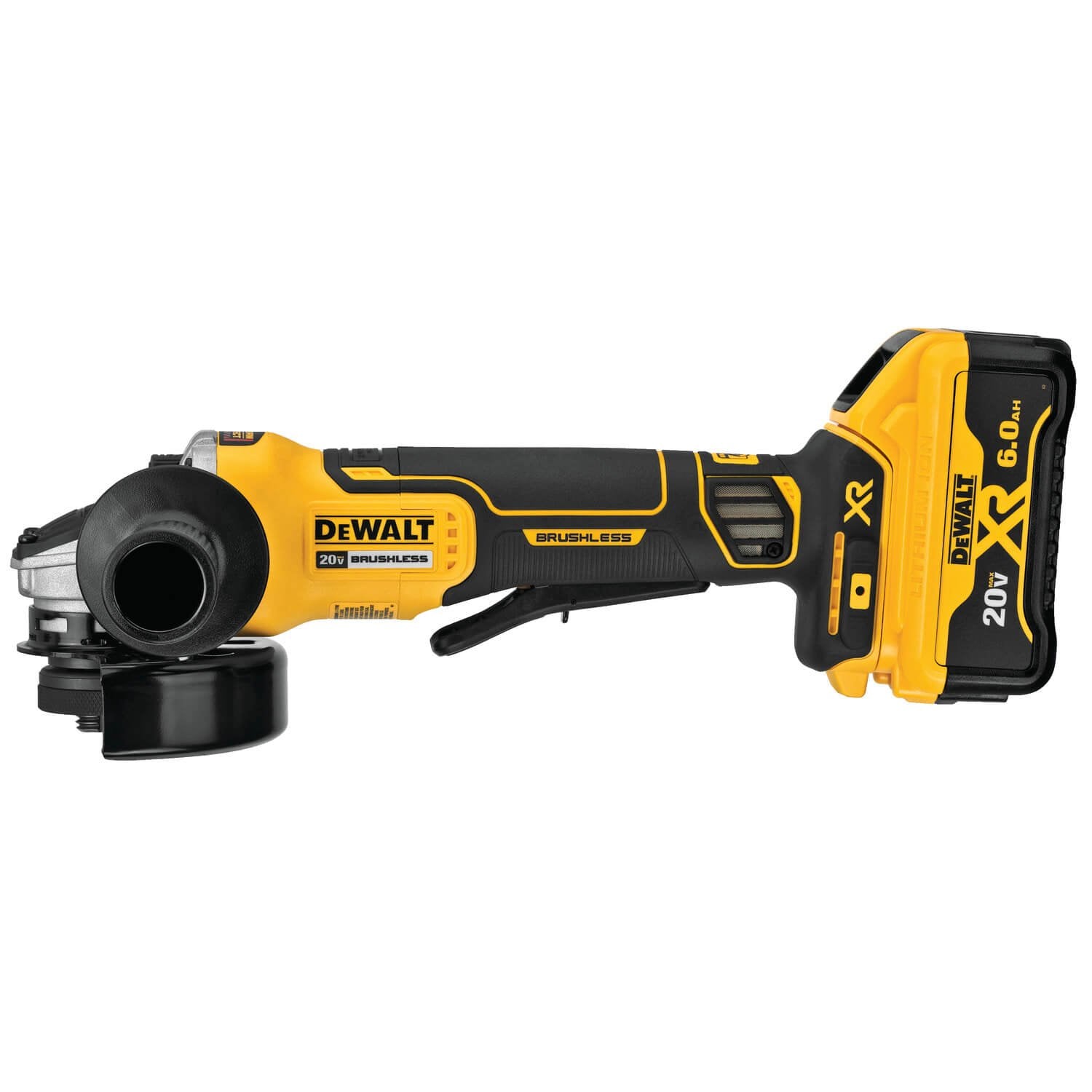 DEWALT DCG413R2-20V MAX* XR Winkelschleifer-Werkzeugsatz, 4-1/2 Zoll, Paddelschalter mit Rückschlagbremse