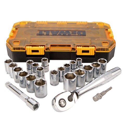 DEWALT DWMT73813-Drive Socket Set, SAE/Metric, 1/2-Inch, 23-Piece