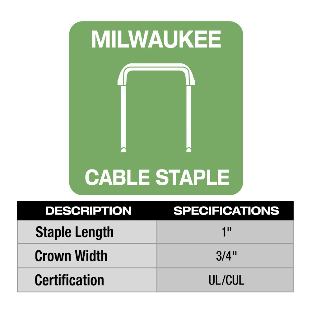 Milwaukee MNM1-600 1" Insulated Cable Staples