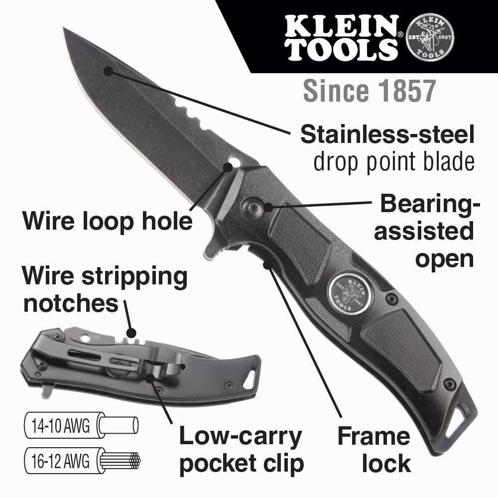 Klein 44228  -  Electrician’s Bearing-Assisted Open Pocket Knife