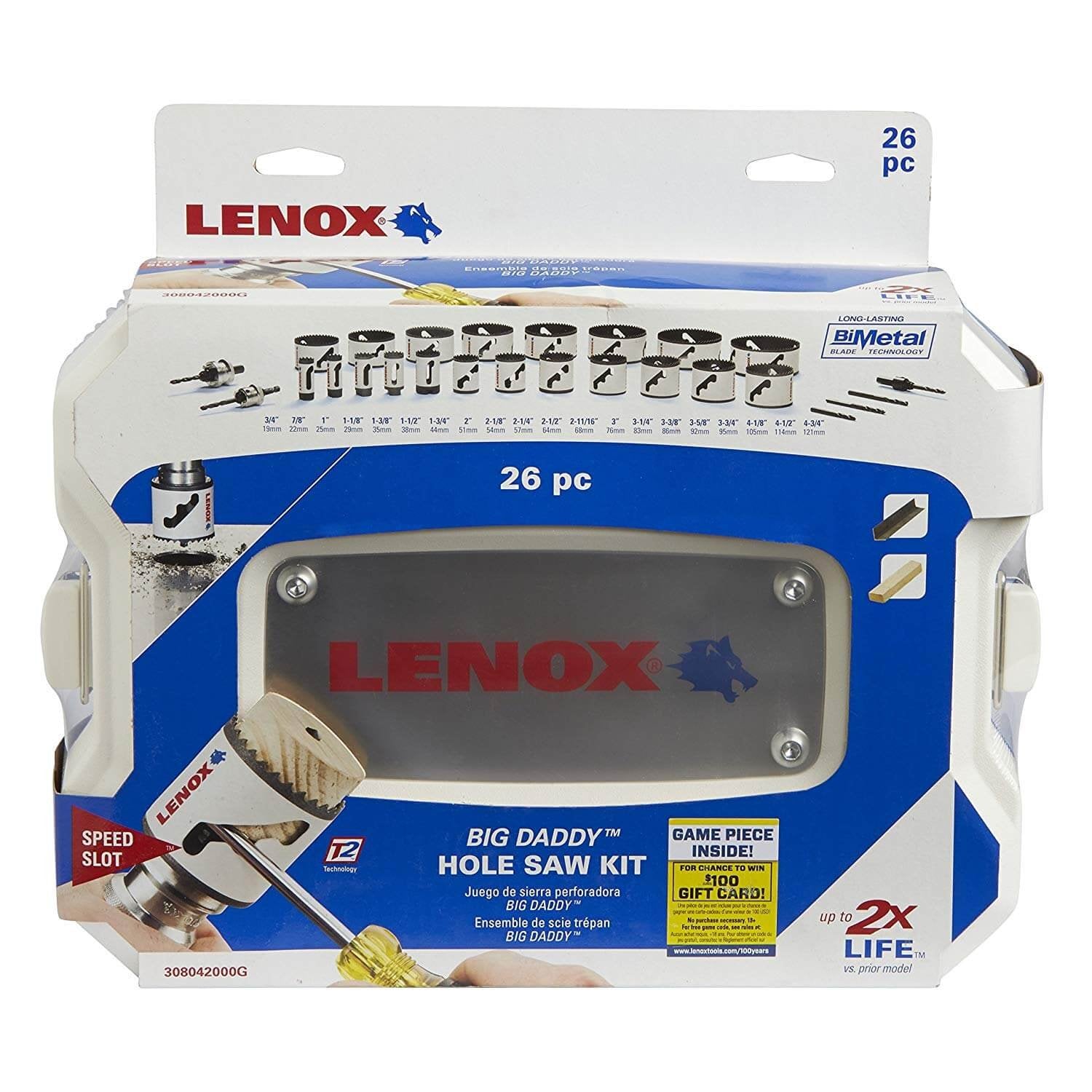 LENOX CONTRACTOR'S BIG DADDY™ SPEED SLOT® HOLE SAW KIT, 26 PIECE