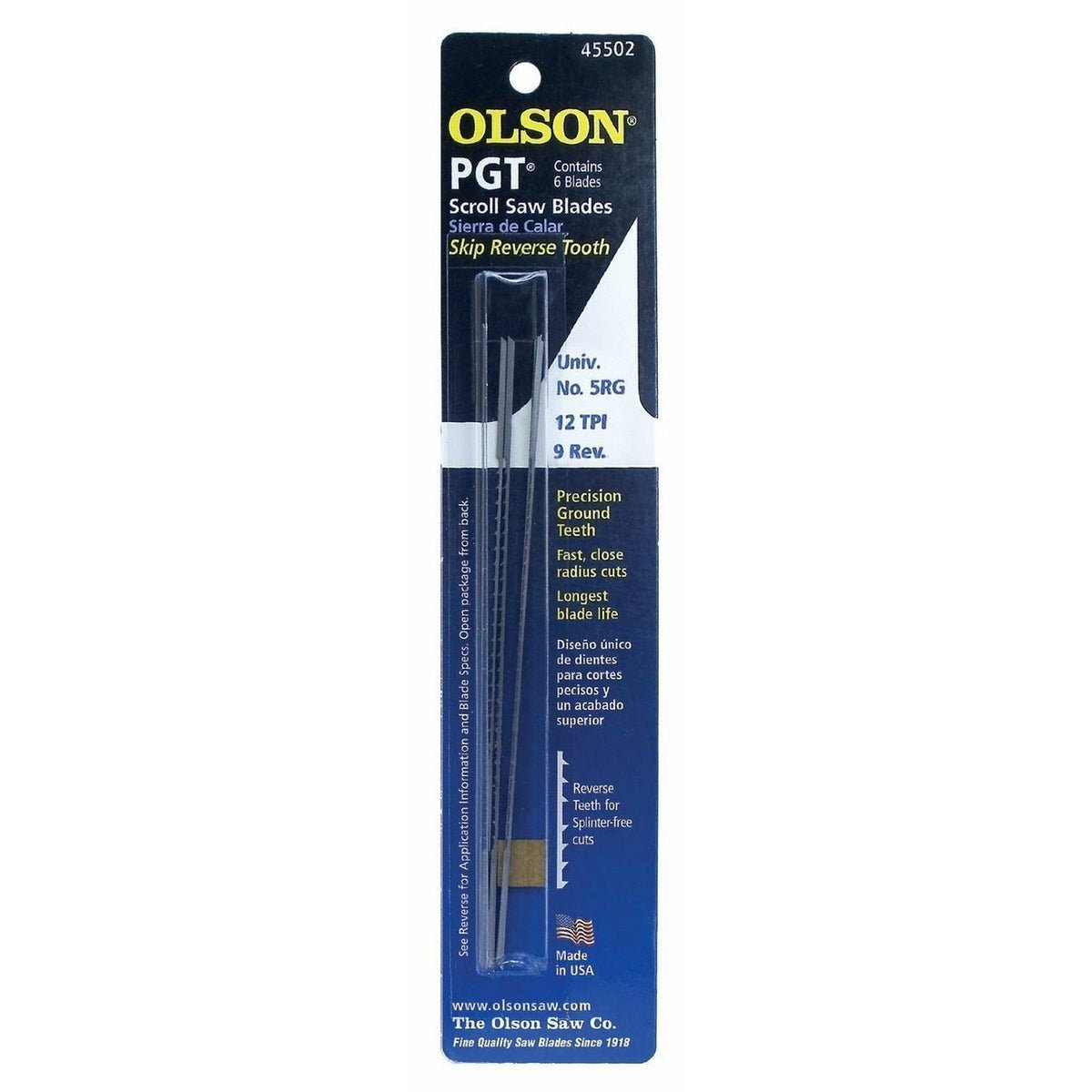 Olson 45502 - Dent de scie sauteuse à dents inversées PGT® de 5 pouces de long