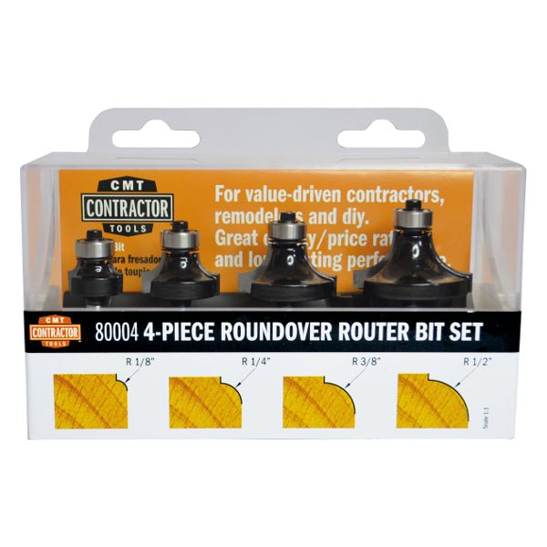 CMT 80004 -  4-PC Set Roundover Router Bit Set - S=1/4" R=1/8",1/4",3/8",1/2"