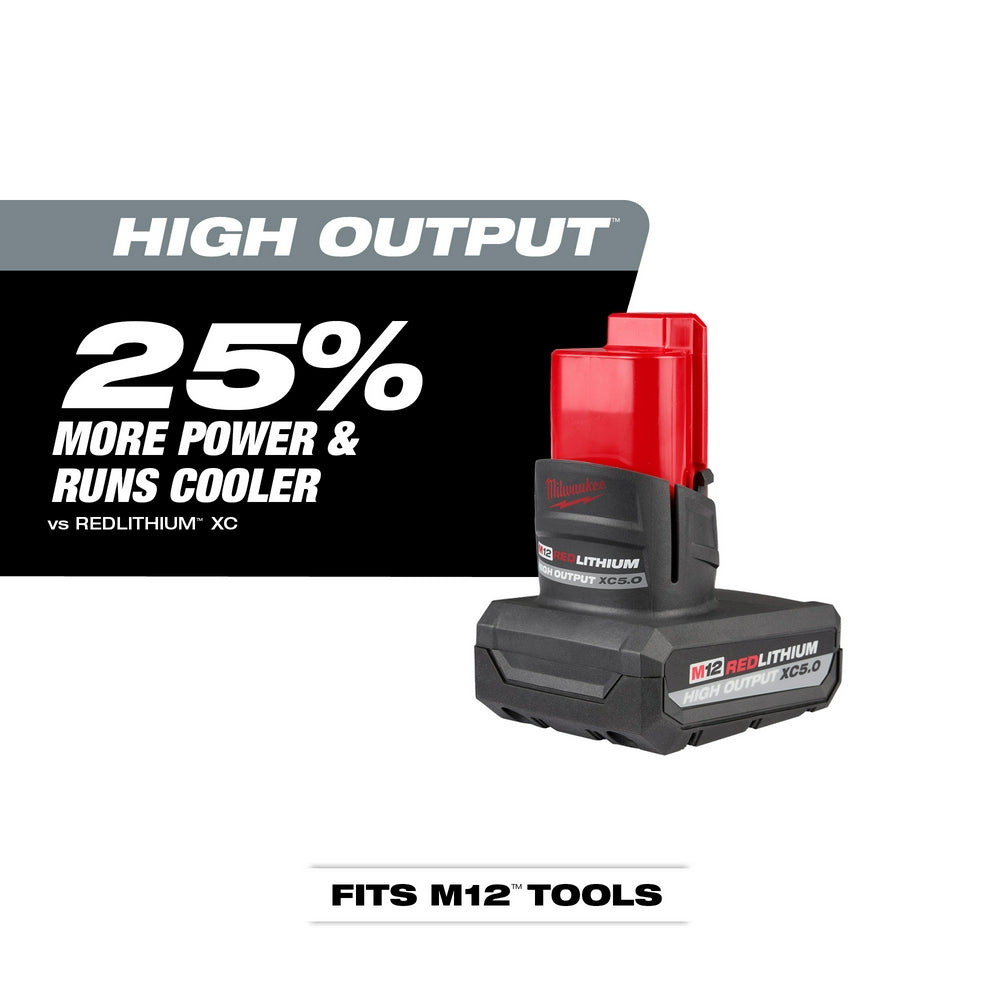 Milwaukee 48-11-2450 M12™ REDLITHIUM™ HIGH OUTPUT™ XC5.0 Battery Pack