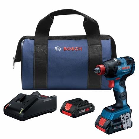 Bosch GDX18V 1800CB25 - Kit de visseuse à chocs 2-en-1 18 V EC sans balais Connected-Ready Freak 1/4 po et 1/2 po avec embouts et douilles