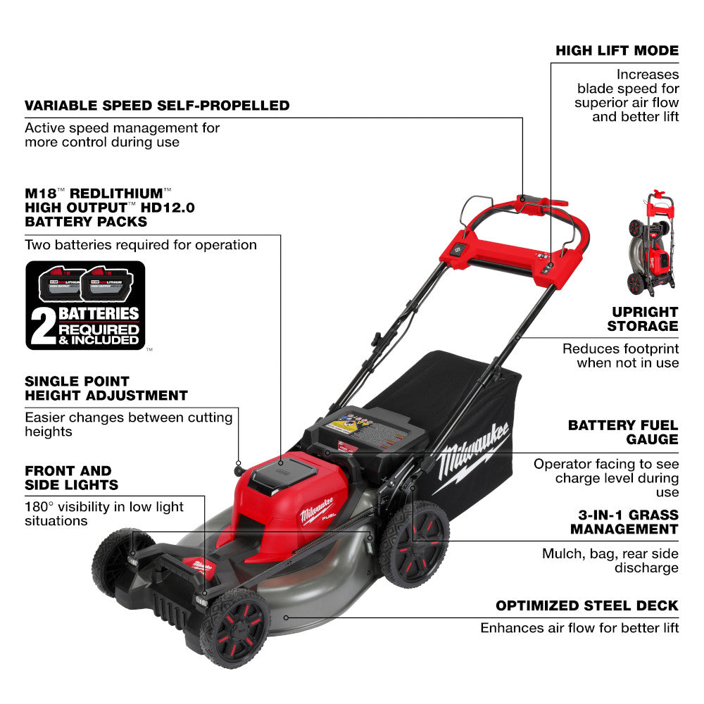 Milwaukee 2823-22HD  -  M18 FUEL™ 21" Self-Propelled Dual Battery Mower Kit