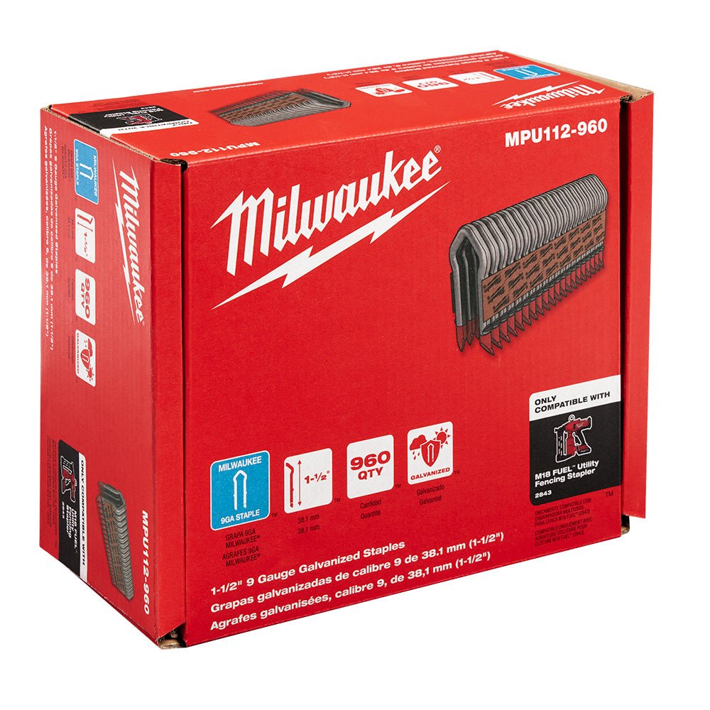 Milwaukee  MPU112-960 - 1.5 INCH 9 GAUGE GALVANIZED STAPLES