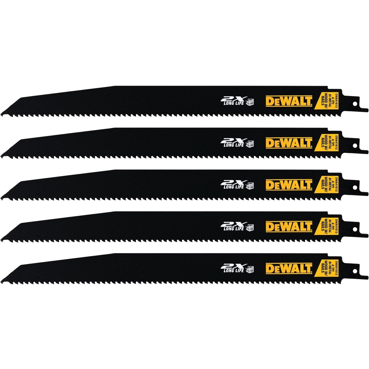 Dewalt DWA41612 - 2X Long Life Wood Cutting Reciprocating Saw Blades