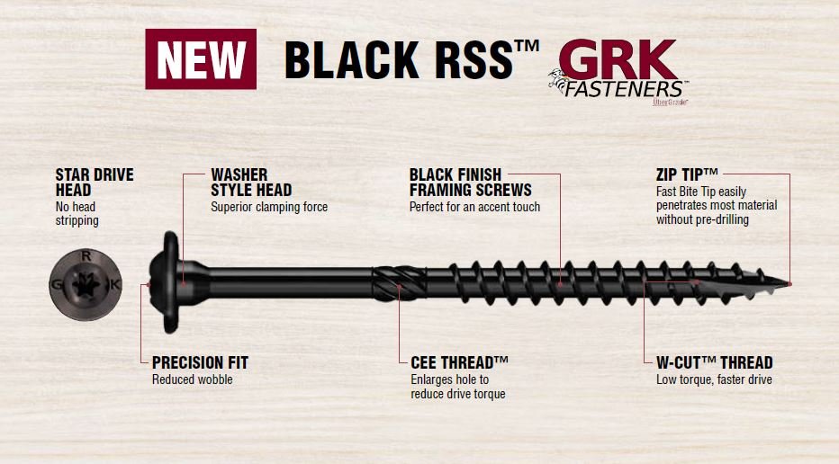 GRK RSS™ BLACK STRUCTURAL SCREW 3/8" X 8"- 50pk