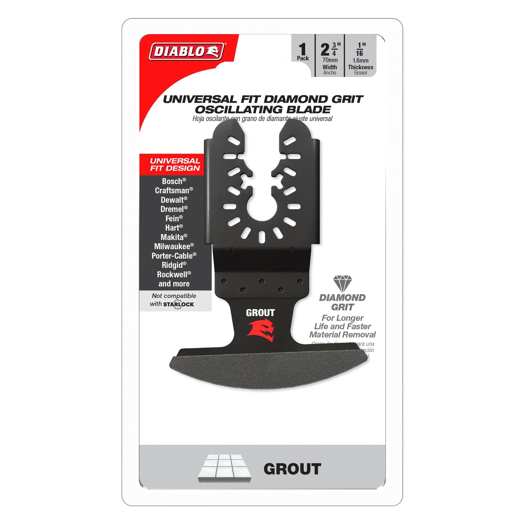 Diablo DOU16DGX - Universal Fit Diamond Grit Oscillating Blade for Grout