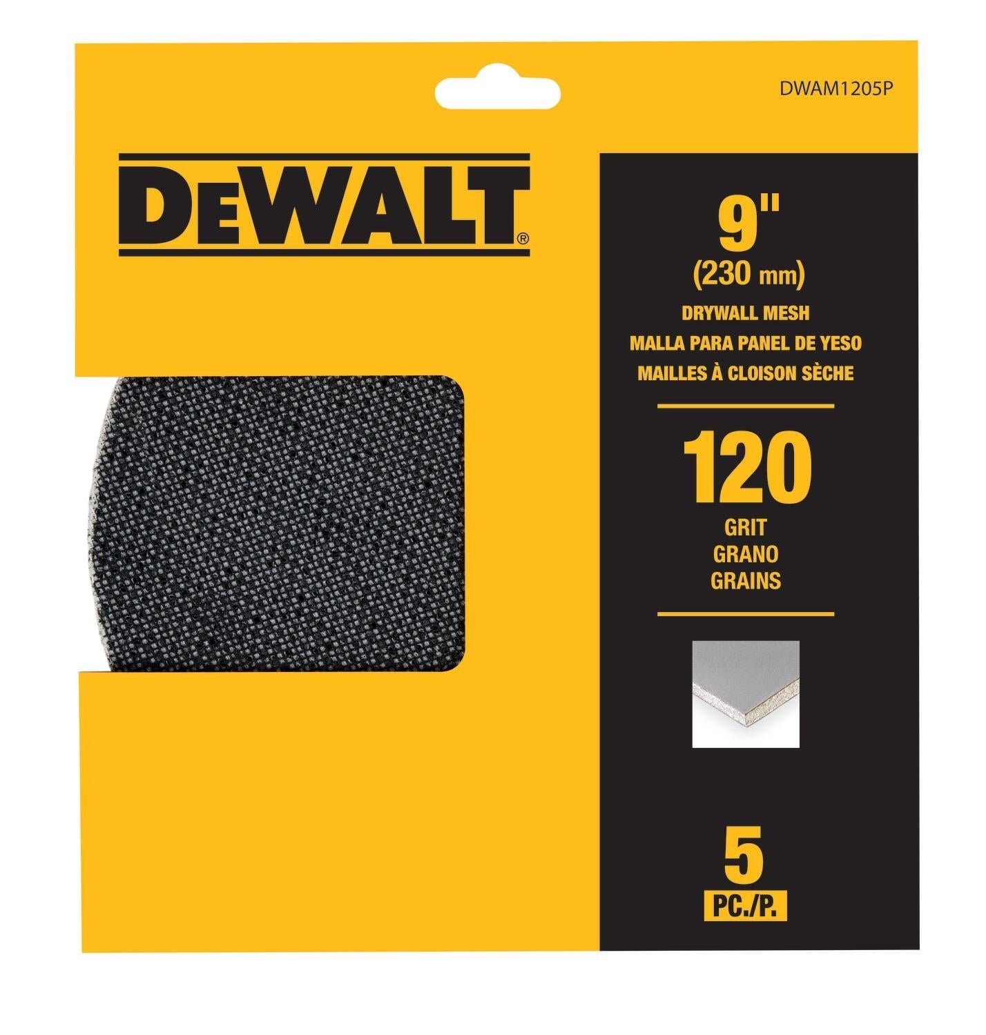 DEWALT DWAM1205P-Drywall Mesh, 9 In, 5-Pack, 120G