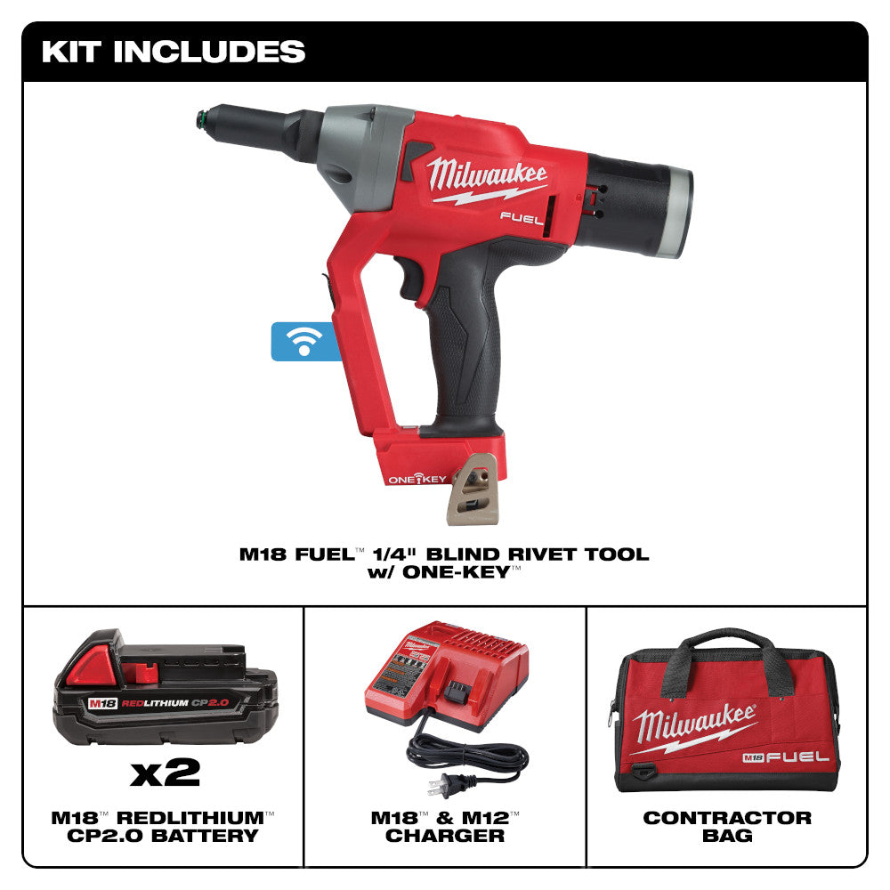 Milwaukee 2660-22CT  - 1/4" Blind Rivet Tool w/ ONE-KEY™ Kit