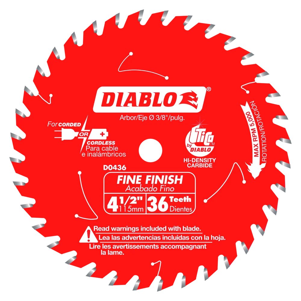 Diablo D0436X- 4-1/2 in. 36 Tooth Fine Finish Saw Blade