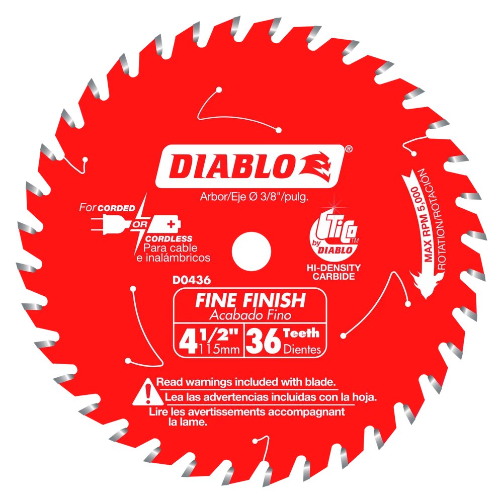 Lame de scie Diablo D0436X - 4-1/2 po, 36 dents, finition fine 