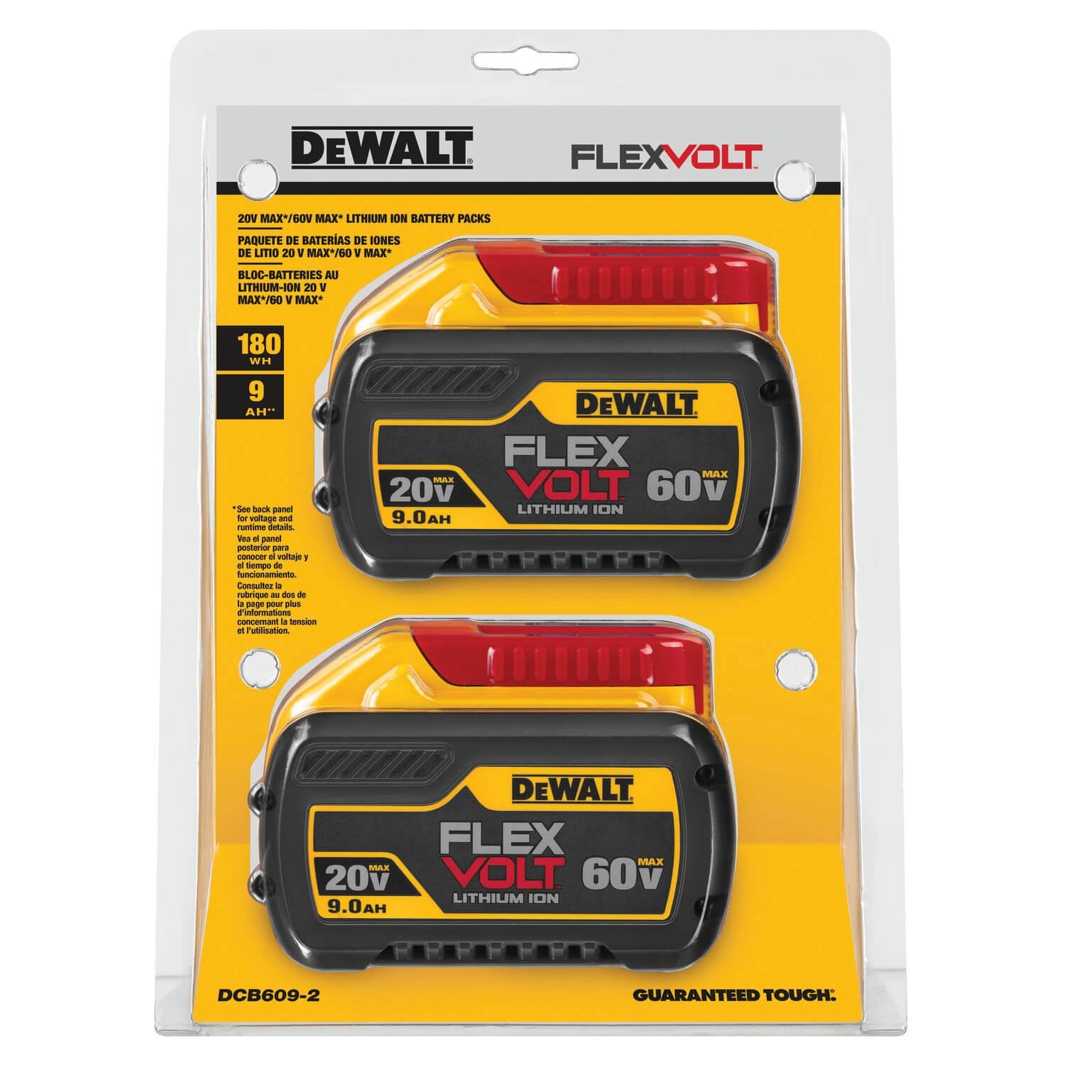 DEWALT DCB609-2 20V/60V Max Flexvolt 9.0Ah Battery, 2 Pack