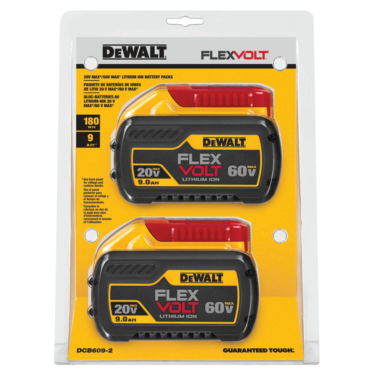 Batteries DEWALT DCB609-2-FLEXVOLT 20 V/60 V MAX*, 9,0 Ah, paquet de 2