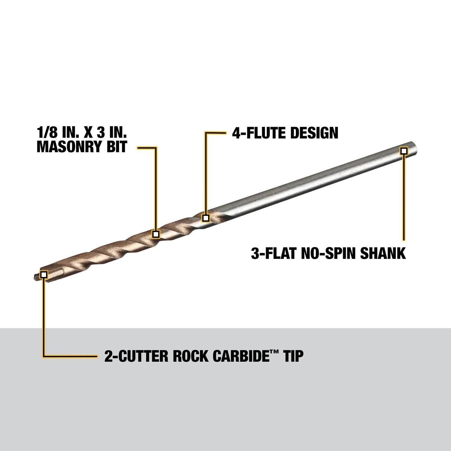 DEWALT DW5221 1/8-Inch by 3-Inch Carbide Hammer Drill Bit, Silver