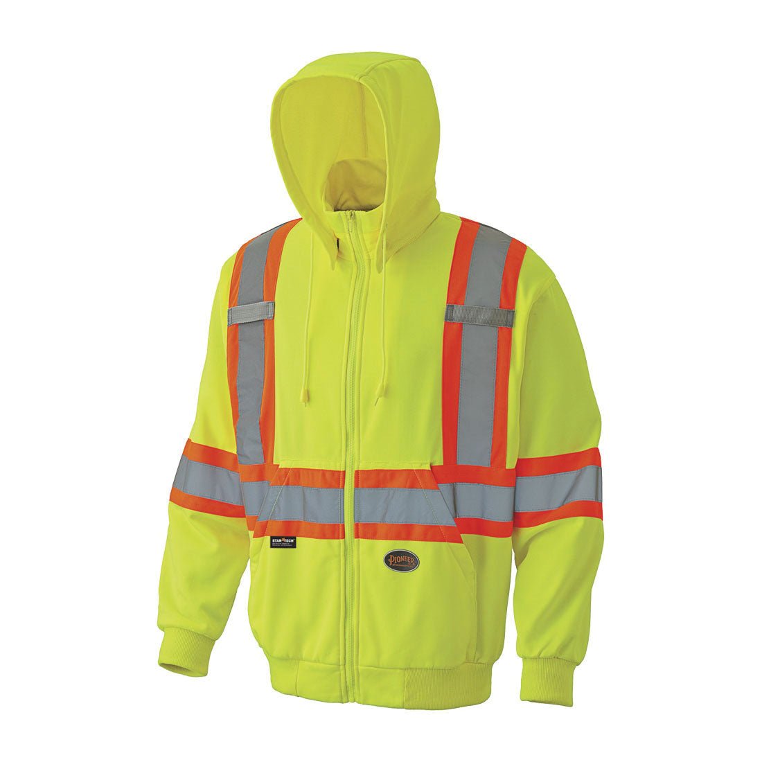 Pioneer 6941-2XL - Sweat à capuche zippé jaune en micropolaire haute visibilité