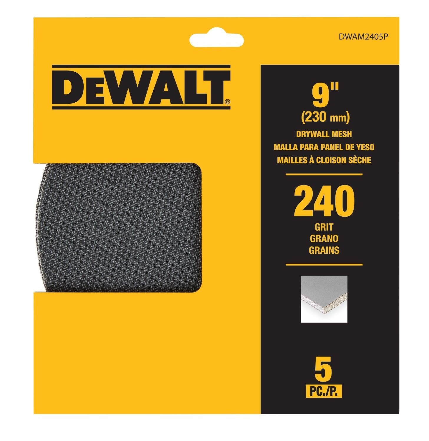 DEWALT DWAM2405P-Drywall Mesh, 9 In, 5-Pack, 240G