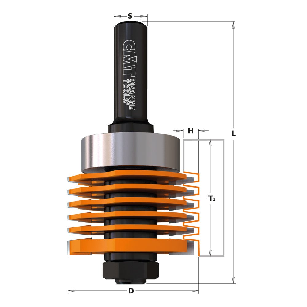 CMT 800.606.11 Professioneller Fingergelenkfräser, 1/2-Zoll-Schaft, 1-7/8-Zoll-Durchmesser