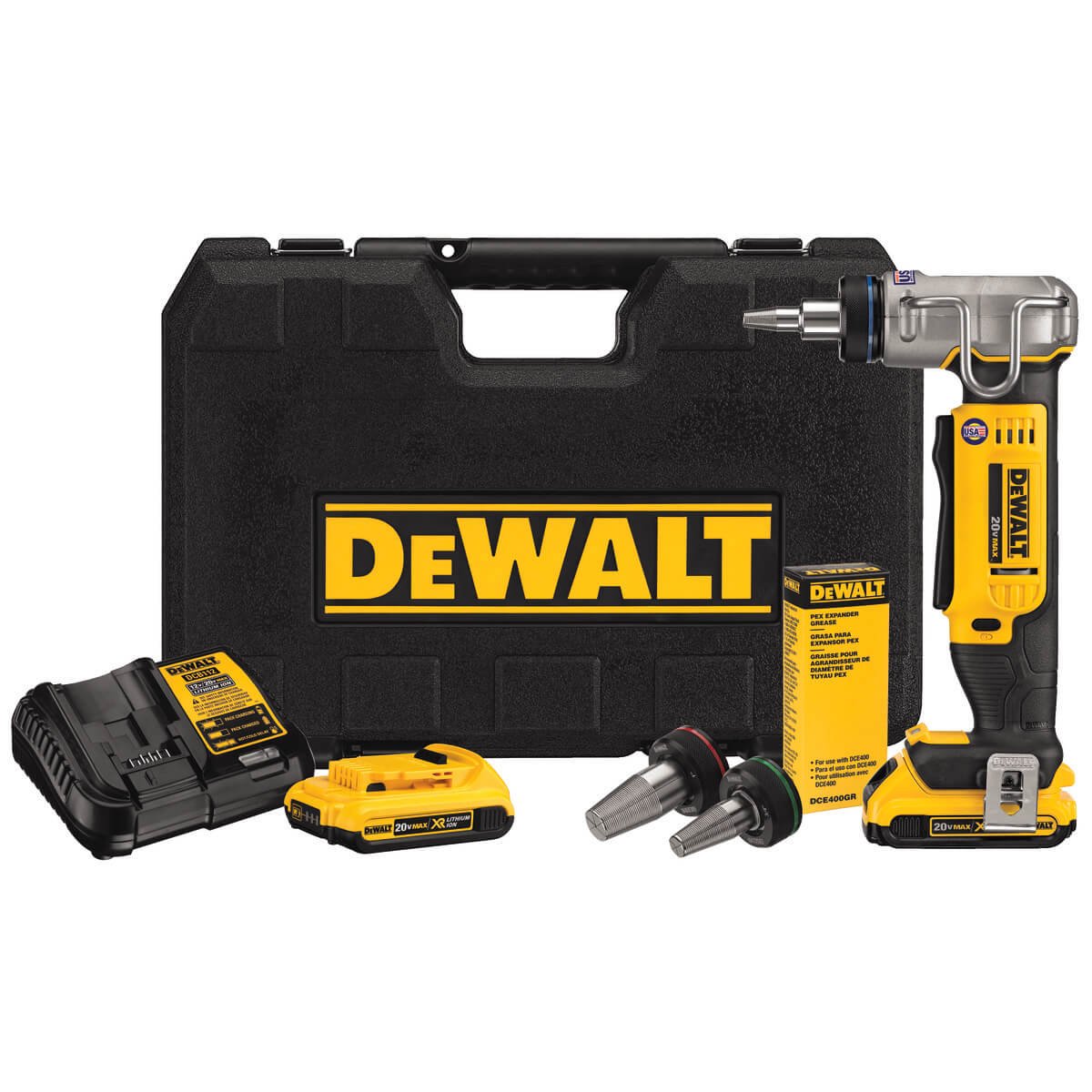 DEWALT DCE400D2-20V Max* Pex-Expander-Werkzeugsatz, 1 Zoll